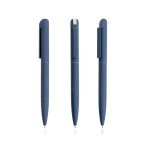 Stylo élégant en acier inoxydable recyclé à encre bleue couleur bleu marine