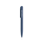 Stylo élégant en acier inoxydable recyclé à encre bleue vue avec impression
