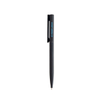 Stylo fin et élégant en laiton et acier inoxydable à encre bleue vue avec impression