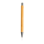 Stylo durable en bambou avec bouton-poussoir et étui, encre bleue couleur marron clair