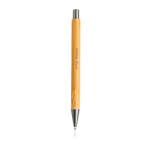 Stylo durable en bambou avec bouton-poussoir et étui, encre bleue couleur marron clair