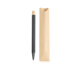 Stylo en aluminium recyclé avec bouton-poussoir en bambou, encre noire couleur noir vue 11