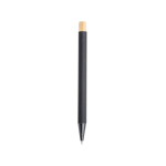 Stylo en aluminium recyclé avec bouton-poussoir en bambou, encre noire couleur noir Vue 1