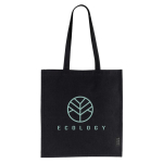 Sac en coton recyclé avec longues anses et certification GRS 180 g/m2 couleur noir vue détaillée