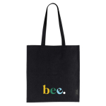 Sac en coton recyclé avec longues anses et certification GRS 180 g/m2 couleur noir vue détail 2