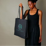 Sac en coton recyclé avec longues anses et certification GRS 180 g/m2 couleur noir vue détail 3