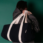 Sac de voyage en denim avec anses et sangle réglable 300 g/m² couleur noir cinquième vue