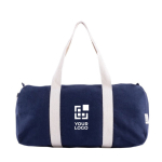 Sac de voyage en denim avec anses et sangle réglable 300 g/m² couleur bleu marine avec zone d'impression