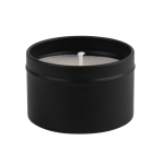 Bougie en paraffine dans un pot en métal avec couvercle assorti 50g couleur noir deuxième vue