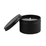 Bougie en paraffine dans un pot en métal avec couvercle assorti 50g couleur noir troisième vue