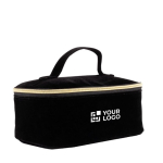 Trousse de voyage en velours avec anse de maintien 280 g/m2 couleur noir avec zone d'impression