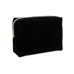 Trousse en velours de polyester avec fermeture éclair dorée 280 g/m2 couleur noir troisième vue