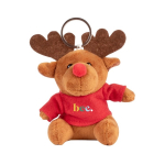 Porte-clés en peluche de Noël en forme de renne avec chemise avec logo couleur rouge première vue