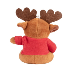 Porte-clés en peluche de Noël en forme de renne avec chemise avec logo couleur rouge cinquième vue
