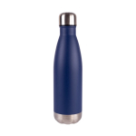 Gourde en acier inoxydable recyclé avec base et bouchon argenté 500ml couleur bleu marine deuxième vue