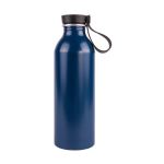Gourde en aluminium recyclé avec détail en bois sur le bouchon 550ml couleur bleu deuxième vue
