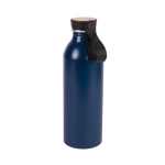 Gourde en aluminium recyclé avec détail en bois sur le bouchon 550ml couleur bleu troisième vue