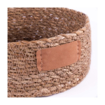 Panier de rangement rond en algues tressées couleur marron première vue