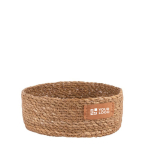 Panier de rangement rond en algues tressées couleur marron avec zone d'impression