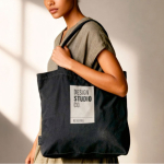 Sac en coton 100% recyclé avec longues anses 180 g/m2 couleur noir sixième vue