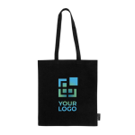 Sac en coton 100% recyclé avec longues anses 180 g/m2 couleur noir avec zone d'impression