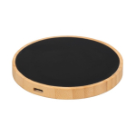 Chargeur sans fil en bambou avec surface rétroéclairée 15W couleur noir vue détail 4