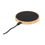 Chargeur sans fil en bambou avec surface rétroéclairée 15W couleur noir vue détaillée