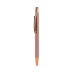 Stylo tactile en alu recyclé avec finition caoutchouc, encre bleue couleur rose quatrième vue