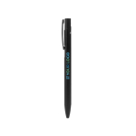 Stylo en aluminium recyclé avec finition mate unicolore et encre bleue couleur noir avec zone d'impression