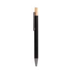 Stylo en aluminium recyclé avec finition mate et encre bleue couleur noir troisième vue