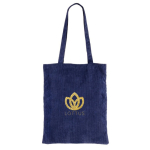 Sac en velours de polyester avec longues anses 240 g/m2 couleur bleu marine troisième vue