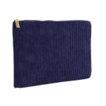 Trousse en velours de polyester avec fermeture éclair dorée 240 g/m2 couleur bleu marine quatrième vue