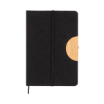 Carnet éco, couverture en RPET, support téléphone, feuilles lisses A5 couleur noir quatrième vue