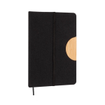 Carnet éco, couverture en RPET, support téléphone, feuilles lisses A5 couleur noir cinquième vue