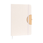 Carnet éco, couverture pliable, support téléphone, feuilles lisses A5 couleur naturel quatrième vue