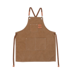 Tablier effet denim avec plusieurs poches et détails en PU couleur marron quatrième vue