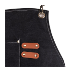 Tablier effet denim avec plusieurs poches et détails en PU couleur noir deuxième vue