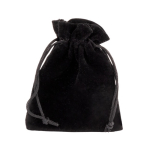 Petit sac en velours de polyester avec cordons de fermeture couleur noir deuxième vue