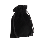 Petit sac en velours de polyester avec cordons de fermeture couleur noir quatrième vue