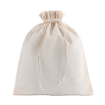 Sac moyen en coton recyclé avec cordons de fermeture 120 g/m2 couleur naturel première vue