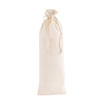 Sac en coton recyclé avec cordons de fermeture pour vin 120 g/m2 couleur naturel troisième vue