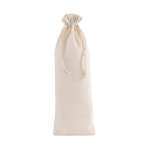 Sac en coton recyclé avec cordons de fermeture pour vin 120 g/m2 couleur naturel quatrième vue