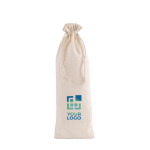 Sac en coton recyclé avec cordons de fermeture pour vin 120 g/m2 couleur naturel avec zone d'impression