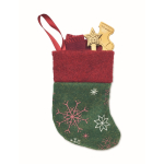 Set de couverts et serviette pour dessert dans une botte de Noël couleur multicolore