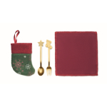 Set de couverts et serviette pour dessert dans une botte de Noël couleur multicolore troisième vue