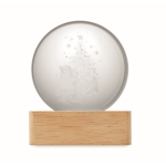 Boule de Noël en verre avec lumière LED sur base en bois couleur bois cinquième vue
