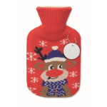 Bouillotte avec housse de Noël, capacité 250ml couleur rouge