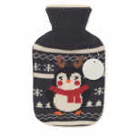 Bouillotte avec housse de Noël, capacité 250ml couleur bleu marine