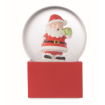 Petite boule de neige avec un Père Noël et base en polyrésine couleur rouge troisième vue