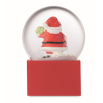 Petite boule de neige avec un Père Noël et base en polyrésine couleur rouge quatrième vue